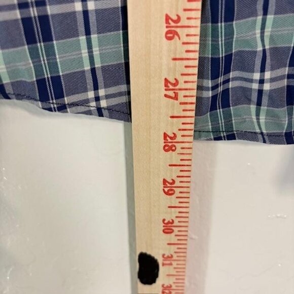 UNTUCKit Shirt Mens Large Navy Green Plaid Henderson SS Stretch Button Up 41533 - Picture 7 of 7